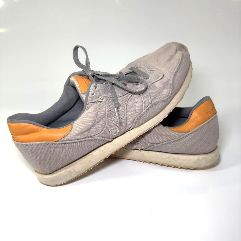 Saucony Originals Jazz Original Running Shoes Mens 11.5 Gray Tan Casual Canvas